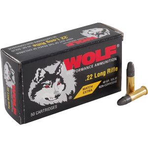 Wolf Match Extra 22LR Ammo 40 Grain Round Nose Case of 5000 (100 Boxes of 50)