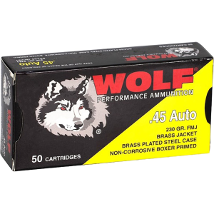 Wolf Performance Steel Case 45 ACP Ammo 230 Grain Full Metal Jacket Case of 500 (10 Boxes of 50)