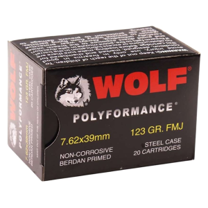 Wolf Polyformance Steel Case 7.62x39mm Ammo 123 Grain Full Metal Jacket Case of 1000 (50 Boxes of 20)
