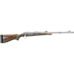 Ruger M77 Hawkeye Guide Gun Bolt Action Rifle 375 Ruger 20" Matte Stainless Threaded Barrel Matte Stainless Frame Green/Gray Field Stock