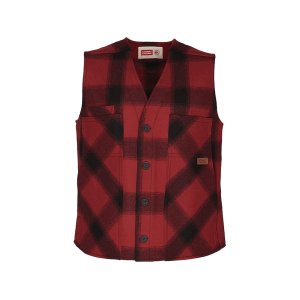 STORMY KROMER Men's Button Vest Red/Black Plaid 2XL