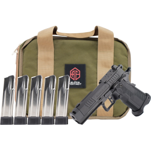 Alpha Foxtrot Romulus Compact 9mm Luger Pistol 3.5" Threaded Barrel 20+1 Round Black DLC Slide Black Grip Black Frame with Polymer Grip