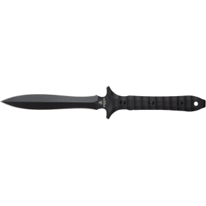 TOPS Knives Shirodagga Fixed Blade Knife 5.5" Dagger 1095 Black Traction Blade G-10 Handle Black