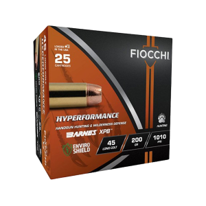Fiocchi Hyperformance Hunt 45 Colt (Long Colt) Ammo 200 Grain Barnes XPB Solid Hollow Point Lead Free Box Of 25 cchi Hyperformance Hunt 45 Colt (Long Colt) 200 Grain Barnes XPB Solid Hollow Point Lead Free Box Of 25 Ammo