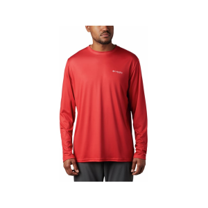 COLUMBIA Men's PFG Terminal Tackle Fish Flag Long Sleeve Shirt Polyester Red Spark Large
