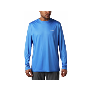 COLUMBIA Men's PFG Terminal Tackle Fish Flag Long Sleeve Shirt Polyester Vivid Blue Medium