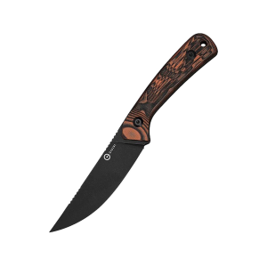 CIVIVI Carveth Fixed Blade Knife 3.59" Drop Point AEB-L Black Stonewash Blade G-10 Handle Black/Orange