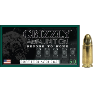 Grizzly Cartridge Sub-Sonic 9mm Luger Ammo 165 Grain Full Metal Jacket Box Of 50 zzly Cartridge Sub-Sonic 9mm Luger 165 Grain Full Metal Jacket Box Of 50 Ammo