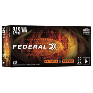 Federal Premium Fusion Tipped 243 Winchester Ammo 95 Grain Polymer Tip Box Of 20 eral Premium Fusion Tipped 243 Winchester 95 Grain Polymer Tip Box Of 20 Ammo