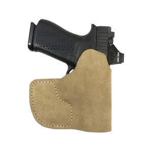 DeSantis DeSantis Gunhide Suede Nemesis Pocket Holster Ambidextrous Glock 26, 27, Smith & Wesson MP Shield 9/40, MP Shield Plus, Taurus G3C, G2C, G2S, H&K CC9, Walther PPS Optics Ready Leather Natural