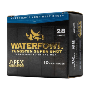 Apex TSS Waterfowl 28 Gauge Ammo 2-3/4 #7-1/2 Tungsten Shot 3/4 Oz Case Of 100 (10 Boxes Of 10) x TSS Waterfowl 28 Gauge 2-3/4 #7-1/2 Tungsten Shot 3/4 Oz Case Of 100 (10 Boxes Of 10) Ammo