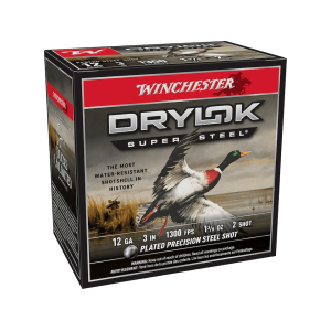 Winchester Drylok Super Steel Magnum Waterfowl 12 Gauge Ammo 3 #2 Steel Shot 1-3/8 Oz Case Of 250 (10 Boxes Of 25) chester Drylok Super Steel Magnum Waterfowl 12 Gauge 3 #2 Steel Shot 1-3/8 Oz Case Of 250 (10 Boxes Of 25) Ammo
