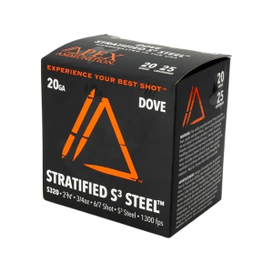 Apex Ammunition Element Dove Stratified 20 Gauge Ammo 2-3/4 #6 And #7 Zinc Plated Steel Shot 3/4 Oz Box Of 25 x Ammunition Element Dove Stratified 20 Gauge 2-3/4 #6 And #7 Zinc Plated Steel Shot 3/4 Oz Box Of 25 Ammo