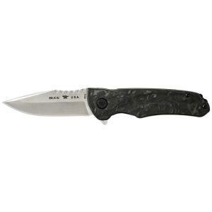 Buck Knives 841 Sprint Pro Pocket Knife 3.125" Drop Point CPM S30V Satin Blade Marbled Carbon Fiber Handle Black - Buck Knives