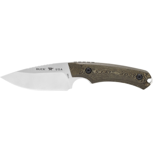 Buck Knives Alpha Hunter Fixed Blade Knife 3.625" Drop Point CPM S35VN Satin Blade Richlite Handle Green - Buck Knives