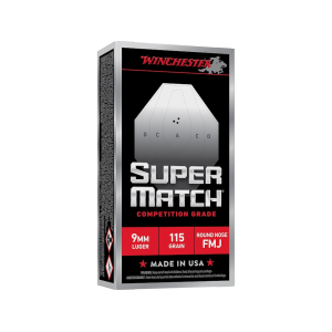 Winchester Super Match 9mm Luger Ammo 115 Grain Full Metal Jacket Case Of 500 (10 Boxes Of 50) chester Super Match 9mm Luger 115 Grain Full Metal Jacket Case Of 500 (10 Boxes Of 50) Ammo