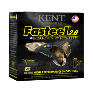 Kent Fasteel 2.0 Precision Waterfowl 20 Gauge Ammo 3" #4 Zinc Plated Steel Shot 7/8 oz Box of 25