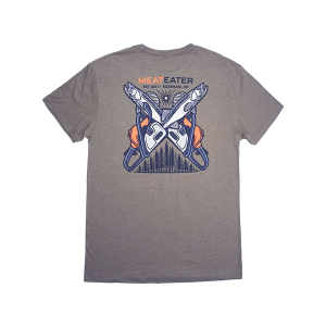 Meateater MeatEater Men's Walleye Saws Short Sleeve Crew Neck T Shirt Charcoal Heather Large - $25.00 at MidwayUSA