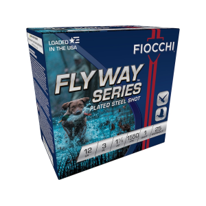 Fiocchi Flyway Series 12 Gauge Ammo 3 #1 Steel Shot 1-1/8 Oz Box Of 25 cchi Flyway Series 12 Gauge 3 #1 Steel Shot 1-1/8 Oz Box Of 25 Ammo