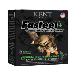 Kent Fasteel + 12 Gauge Ammo 3-1/2" BB and #2 Steel Shot 1-1/2 oz Box of 25