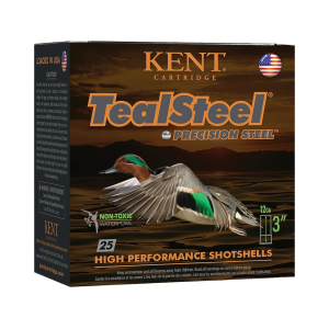Kent TealSteel 12 Gauge Ammo 3 #6 Steel Shot 1-1/4 Oz Box Of 25 t TealSteel 12 Gauge 3 #6 Steel Shot 1-1/4 Oz Box Of 25 Ammo