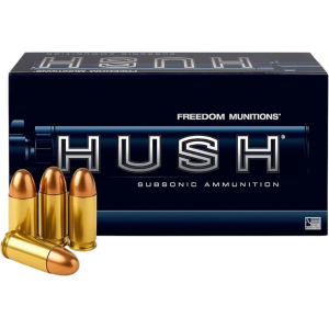 Freedom Munitions Hush Subsonic 45 ACP Ammo 250 Grain Full Metal Jacket Box of 50