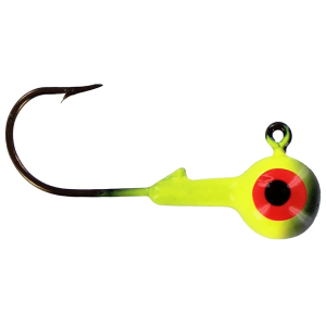 BIG BITE BAITS Double Dot 2 Color 1/16oz Round Ball Jighead Black/Chartreuse