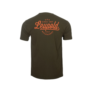 Leupold Men's Linear Script Short Sleeve Crew Neck T Shirt Deep Olive Large