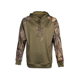 Browning Men's Solid Sport Hoodie Olive/Realtree APX Large