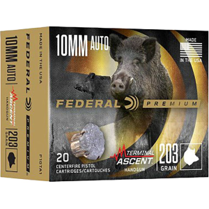 Federal Premium Terminal Ascent 10mm Auto Ammo 203 Grain Bonded Jacketed Hollow Point Box of 20