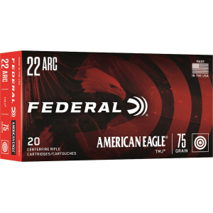 Federal American Eagle 22 ARC Ammo 75 Grain Full Metal Jacket Case of 200 (10 Boxes of 20)