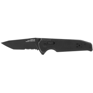 SOG Vision Pocket Knife 3.36" Partially Serrated Tanto Point CTS-XHP Titanium Nitride Blade G-10 Handle Black