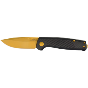 SOG Terminus SJ LTE Pocket Knife 2.9" Drop Point CPM S35VN Gold Blade Carbon Fiber/G-10 Handle Black