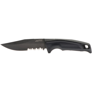 SOG Recondo FX Fixed Blade Knife 4.6" Partially Serrated Clip Point 440C Black Blade Rubber Handle Black