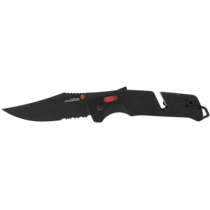 Sog SOG Trident AT Pocket Knife 3.7" Partially Serrated Clip Point Cryo D2 Titanium Nitride Blade Glass Reinforced Nylon (GRN) Handle Black - $99.95 at MidwayUSA