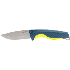 SOG Aegis FX Fixed Blade Knife 3.7" Drop Point 4116 Krupp Satin Blade Rubber Handle Indigo/Acid