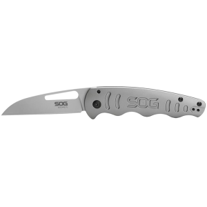 SOG Escape Pocket Knife 3" Wharncliffe 8Cr13MoV Stainless Bead Blasted Blade Stainless Steel Handle Gray