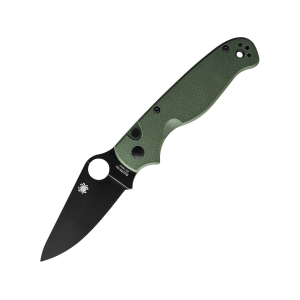 Spyderco Button Up Pocket Knife 3.25" Drop Point 8Cr13MoV Black Oxide Blade G-10 Handle OD Green