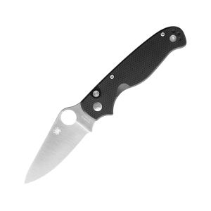 Spyderco Button Up Pocket Knife 3.25" Drop Point 8Cr13MoV Satin Blade G-10 Handle Black