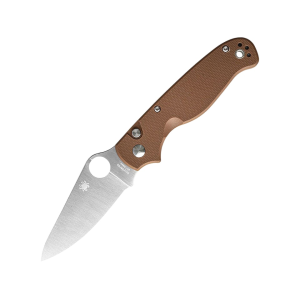 Spyderco Button Up Pocket Knife 3.25" Drop Point 8Cr13MoV Satin Blade G-10 Handle Brown