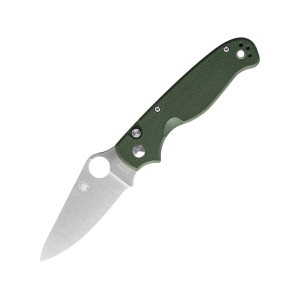 Spyderco Button Up Pocket Knife 3.25" Drop Point 8Cr13MoV Satin Blade G-10 Handle OD Green