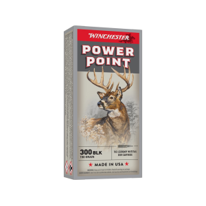 Winchester Power Point 300 AAC Blackout Ammo 150 Grain Jacketed Soft Point Box Of 20 chester Power Point 300 AAC Blackout 150 Grain Jacketed Soft Point Box Of 20 Ammo