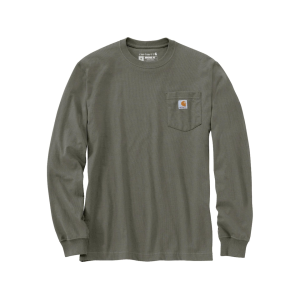 Carhartt Men's Loose Fit Heavyweight Long Sleeve Crew Neck Pocket T Shirt Dusty Olive XL