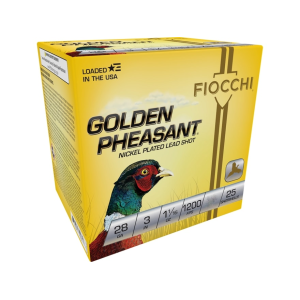Fiocchi Fiocchi Golden Pheasant 28 Gauge Ammo 3" #7-1/2 Nickel Plated Lead Shot 1-1/16 oz Case of 250 (10 Boxes of 25) - $329.99 at MidwayUSA