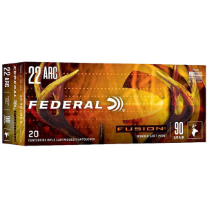 Federal Premium Federal Fusion 22 ARC Ammo 90 Grain Bonded Jacketed Soft Point Box of 20 - $33.99 at MidwayUSA