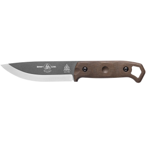 TOPS Knives Brakimo Fixed Blade Knife 5.25" Drop Point 1095 Tungsten Blade Canvas Micarta Handle Green - Tops Knives
