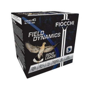 Fiocchi Field Dynamics Dove 28 Gauge Ammo 2-3/4" #8 Lead Shot 7/8 oz Box of 25