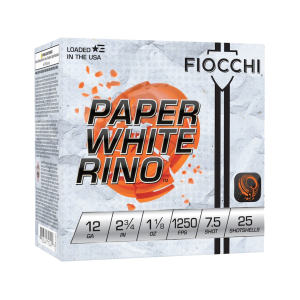 Fiocchi Fiocchi Paper White Rino 12 Gauge Ammo 2-3/4" #7-1/2 Lead Shot 1-1/8 oz Box of 25 - $16.99 at MidwayUSA