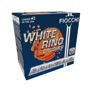 cchi White Rino Crusher 12 Gauge 2-3/4 #8 Lead Shot 1-1/8 Oz Box Of 25 Ammo