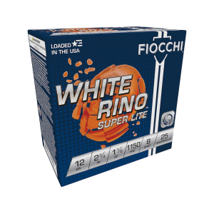cchi White Rino Super Lite 12 Gauge 2-3/4 #8 Lead Shot 1-1/8 Oz Box Of 25 Ammo